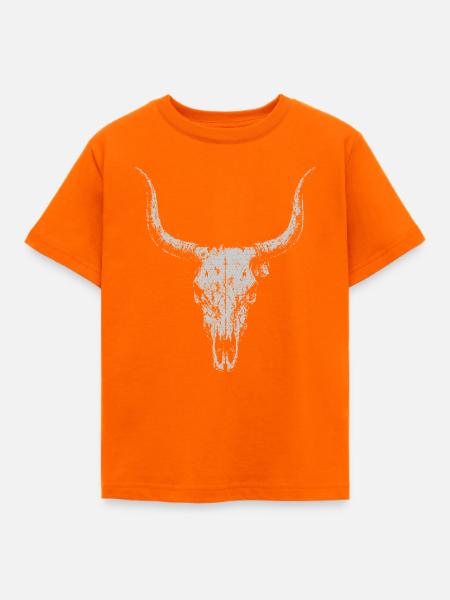 Longhorn-Schädel-Silhouette - Kinder T-Shirt - Orange