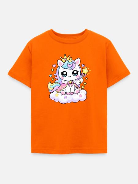 Pastell-Einhorn auf Prinzessin Cloud - Kinder T-Shirt - Orange