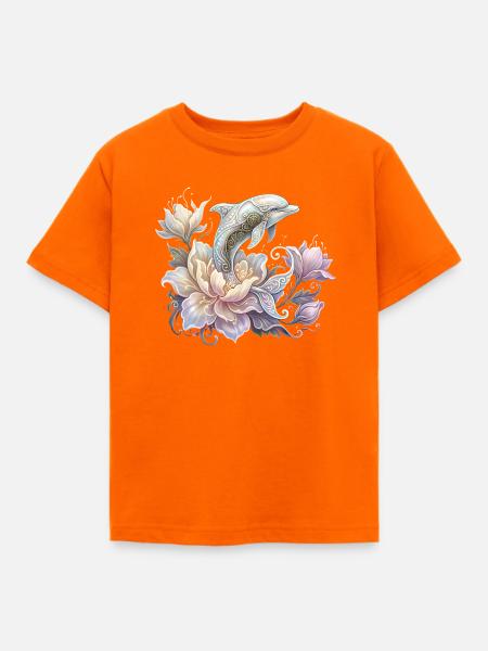 Verzauberter keltischer Delfin. - Kinder T-Shirt - Orange