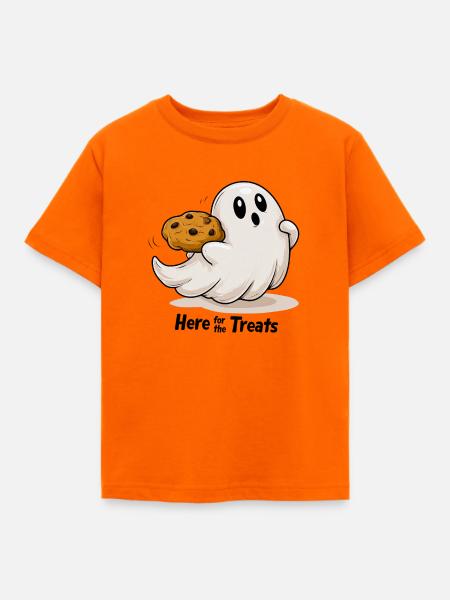 Geist mit Cookie Halloween - Kinder T-Shirt - Orange