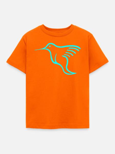 Neon Kolibri Linienkunst - Kinder T-Shirt - Orange