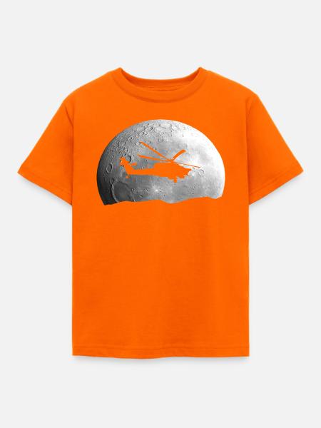 Hubschrauber Mond Geschenkidee - Kinder T-Shirt - Orange