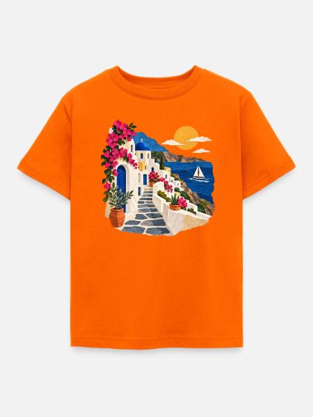 Santorini Küstenpfad - Kinder T-Shirt - Orange