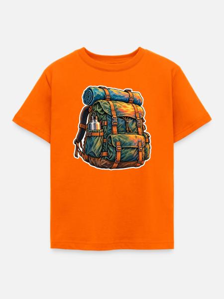 Sonnenuntergang Rucksack Abenteuer - Kinder T-Shirt - Orange