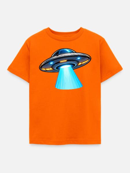 UFO Lichtstrahl Alien-Design - Kinder T-Shirt - Orange