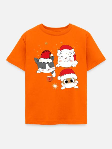 Katzen im Weihnachtsglanz - Kinder T-Shirt - Orange