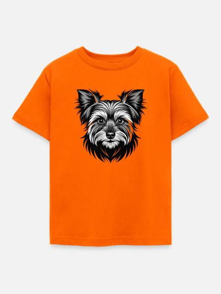 Yorkshire Terrier Hundekopf - Kinder T-Shirt - Orange