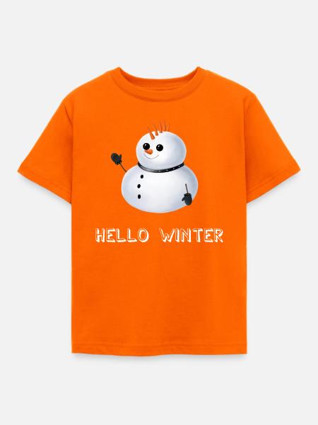 Hello Winter - Punk Schneemann - Kinder T-Shirt - Orange
