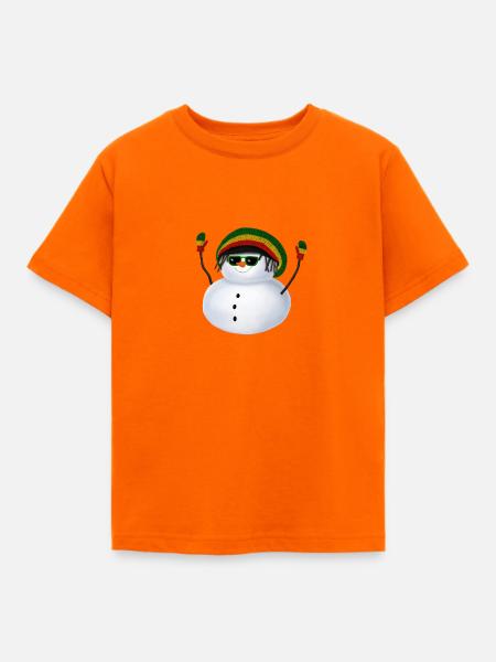 Rasta Schneemann - Mit Sonnenbrille - Kinder T-Shirt - Orange