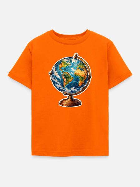 Weltkugel Retrostand - Kinder T-Shirt - Orange