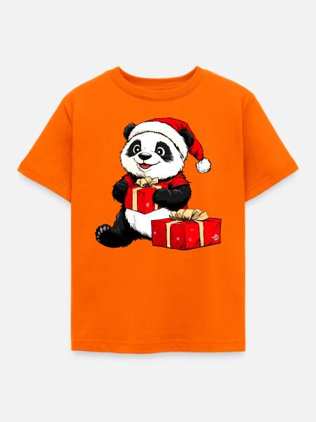 Pandas Weihnachten - Kinder T-Shirt - Orange