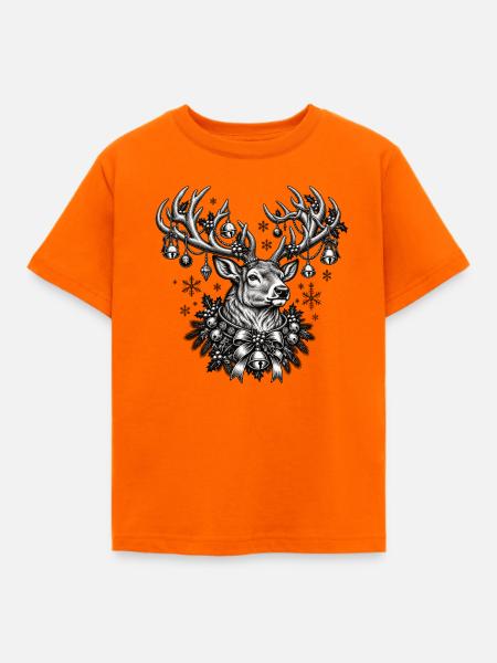 Rentier mit Schmuckkrone - Kinder T-Shirt - Orange