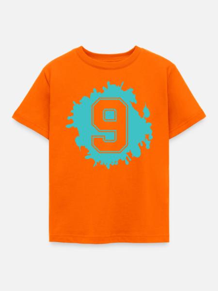 Neun im Neon-Splash - Kinder T-Shirt - Orange