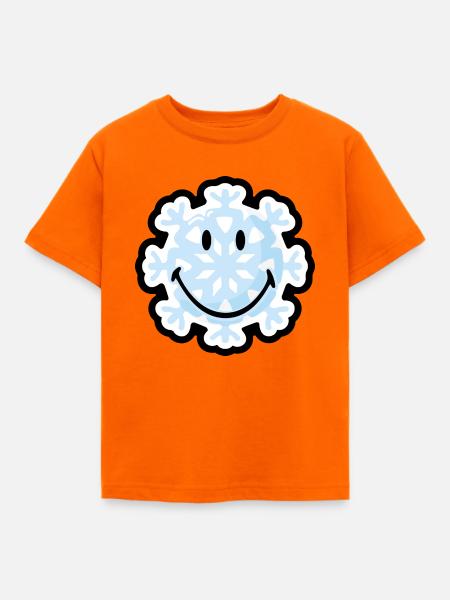 Smiley Snow Flake - Kinder T-Shirt - Orange