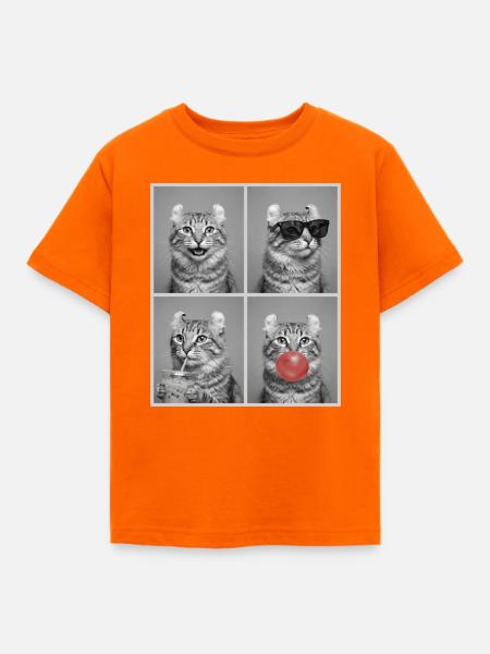 Katzen American Curl Katze - Kinder T-Shirt - Orange