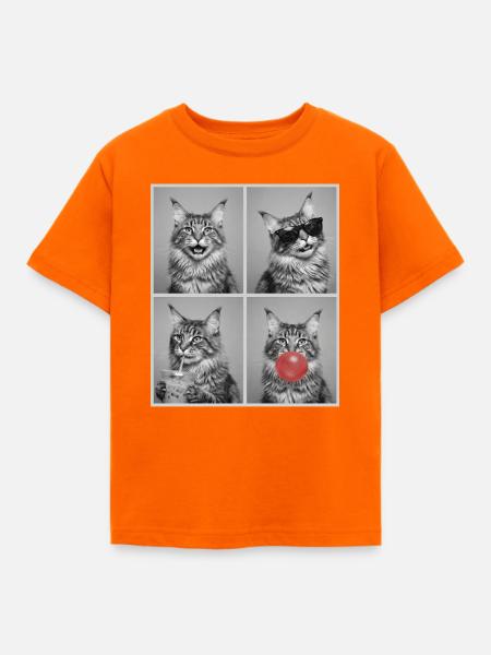 Katzen Maine Coon Katze - Kinder T-Shirt - Orange