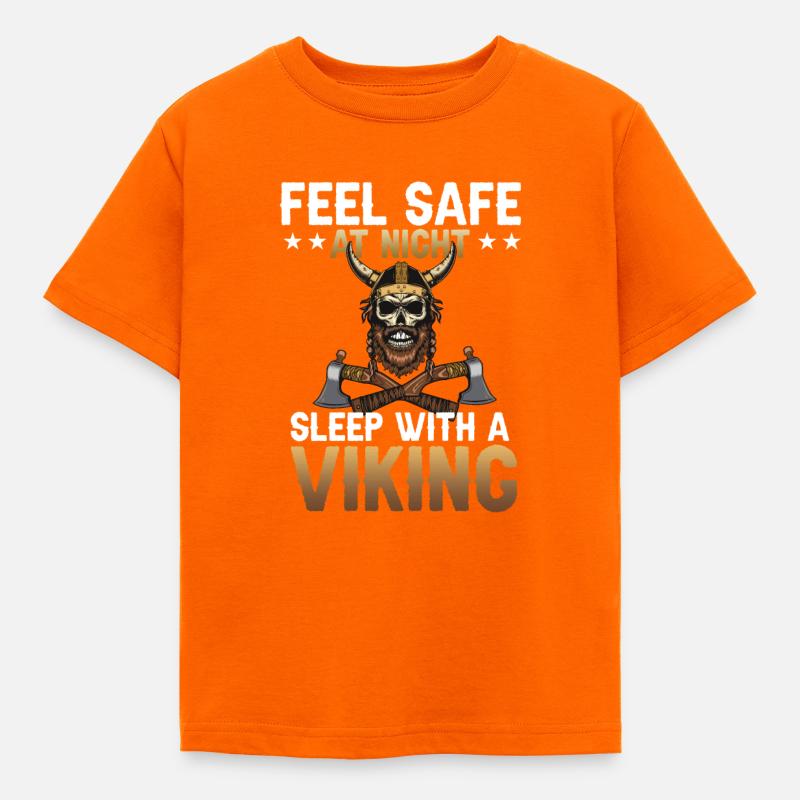 Schlaf mit einem Wikinger - Kinder T-Shirt - Orange