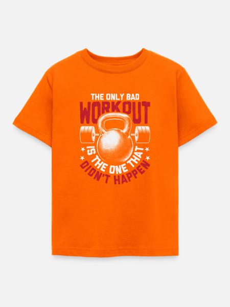 Motivierendes Kettlebell-Trainingsabzeichen - Kinder T-Shirt - Orange