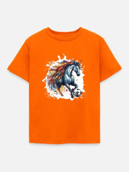 Einhorn Fussball Team - Kinder T-Shirt - Orange