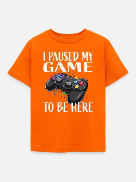 Spielpause Controller Spruch - Kinder T-Shirt - Orange