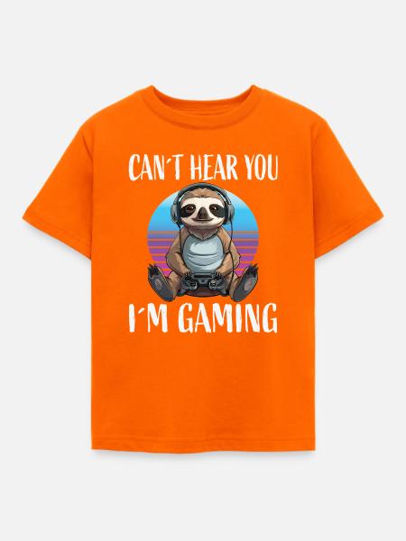Gamer Sloth im Retro Sunset - Kinder T-Shirt - Orange