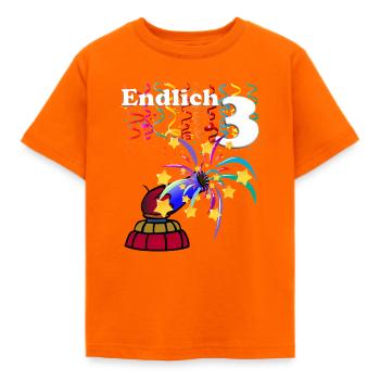 Finally 3 - 3rd Birthday with Confetti - Kids' T-Shirt - orange - Front - AI Model Kid Male (0cm)