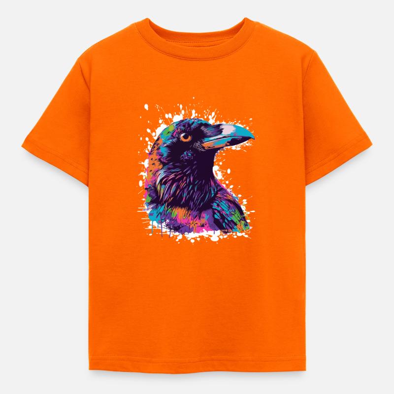 Rabe Tier Vogel - Kinder T-Shirt - Orange