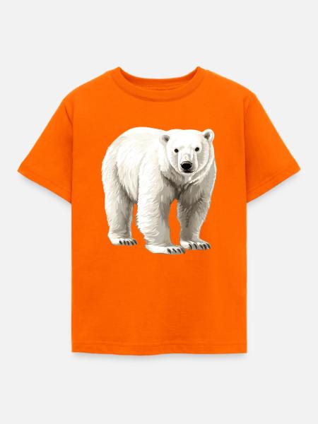 Weißer Polarbär Illustration - Kinder T-Shirt - Orange