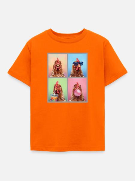 Hühner Huhn - Kinder T-Shirt - Orange