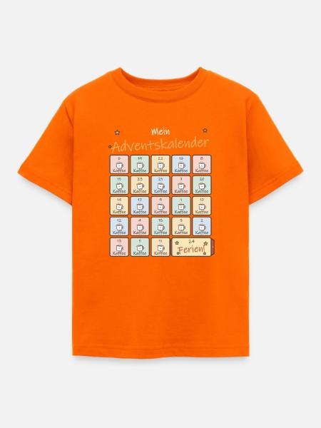 Adventskalender Kaffee für Lehrer und Lehrerinnen - Kinder T-Shirt - Orange