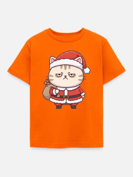 Katze als Weihnachtsmann - Kinder T-Shirt - Orange