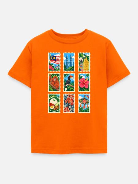 Malaysia Briefmarken - Kinder T-Shirt - Orange