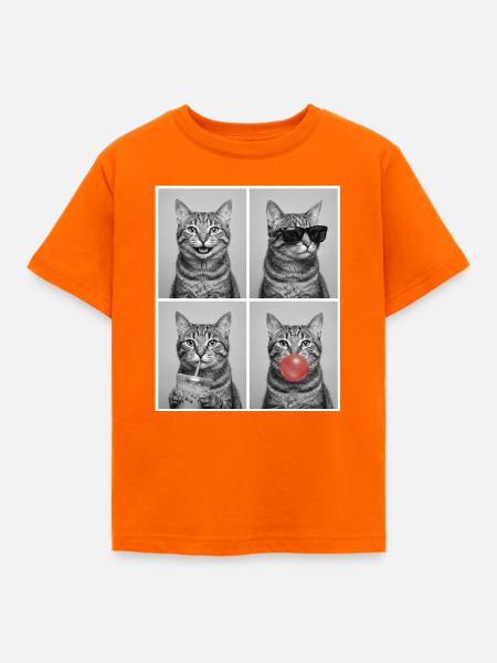 Katzen Graue Tabby Katze - Kinder T-Shirt - Orange