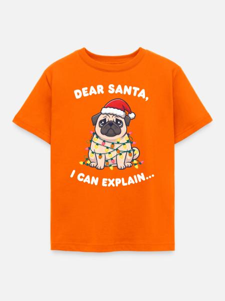 Weihnachts Dog mit Lichterkette - Kinder T-Shirt - Orange