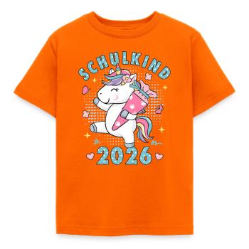 Schulkind 2026 Einschulung Mädchen Geschenkidee - Kinder T-Shirt - Orange - Vorne - AI Model Kid Male (0cm)