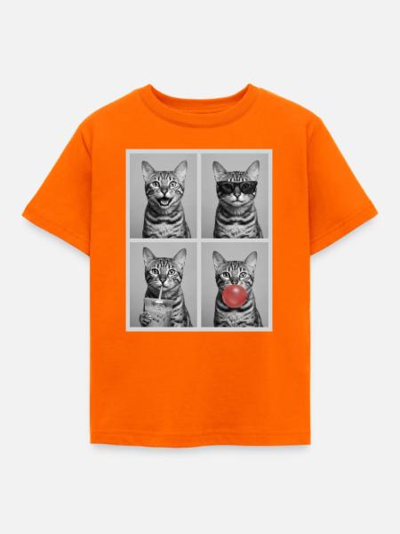 Katzen Bengal Katze - Kinder T-Shirt - Orange