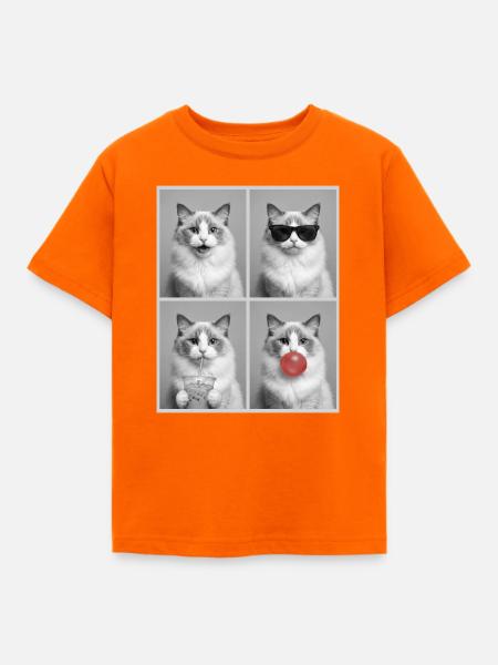 Katzen Perser Katze - Kinder T-Shirt - Orange