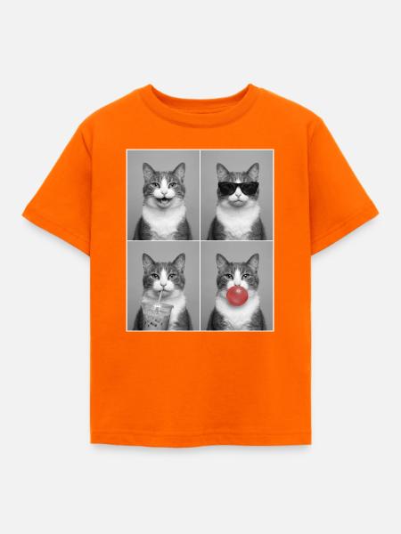 Katzen Graue Tabby Katze - Kinder T-Shirt - Orange