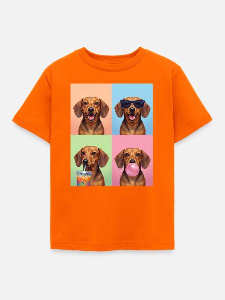 Hunde Dackel Hund - Kinder T-Shirt - Orange