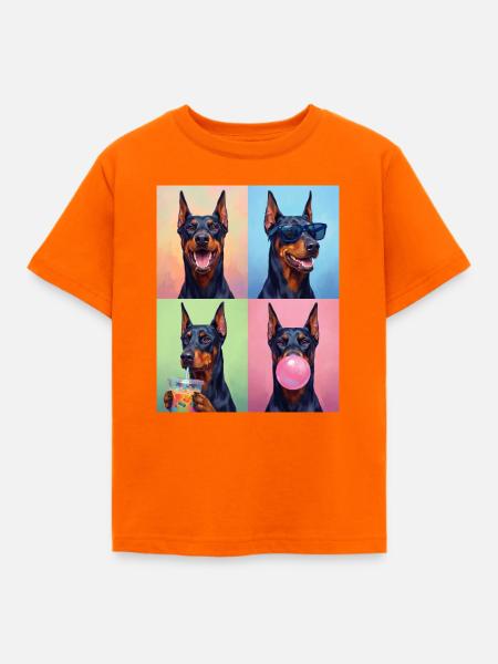 Hunde Dobermann Hund - Kinder T-Shirt - Orange
