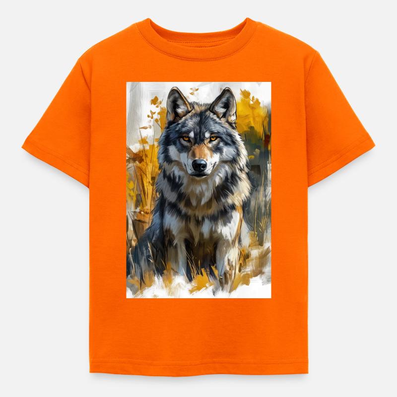 Illustration eines Wolfes - Kinder T-Shirt - Orange