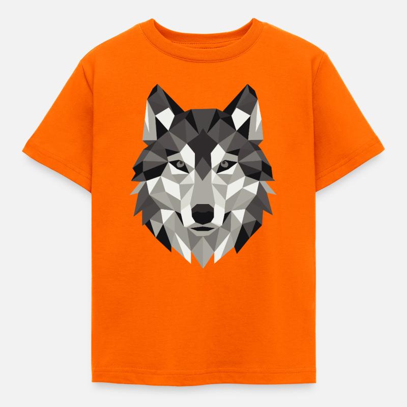 Wolf Head Lowpoly Geometry - Kids' T-Shirt - orange