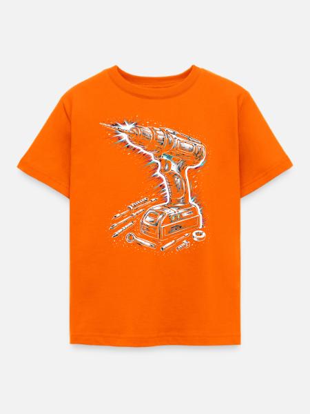 Akkuschrauber Werkzeug Heimwerker Design  - Kinder T-Shirt - Orange