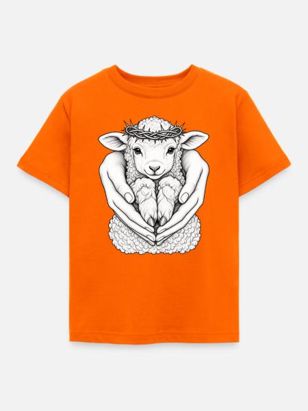 Lamm Gottes – Beschützt - Kinder T-Shirt - Orange