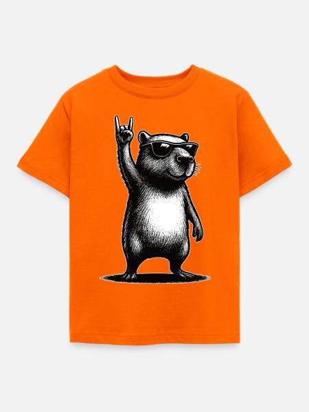 Rock Capybara - Kinder T-Shirt - Orange