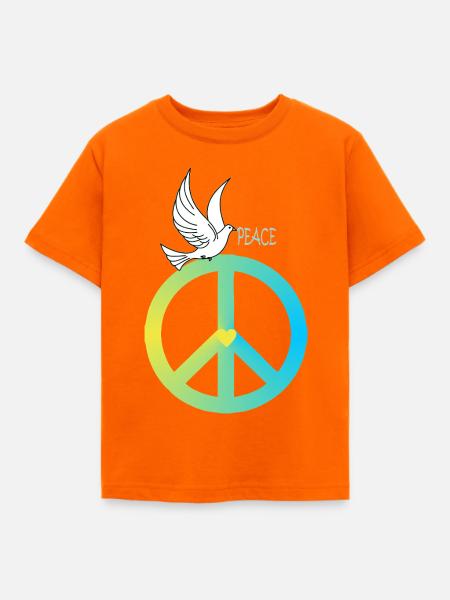 Peacezeichen Friedenstaube - Kinder T-Shirt - Orange