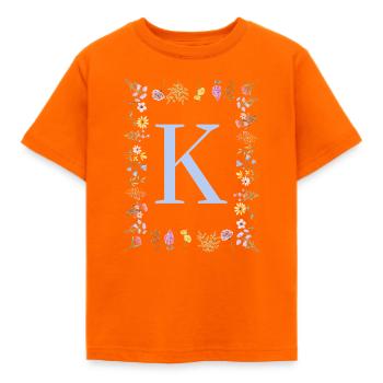 Feminin Flower Monogramm K - Kinder T-Shirt - Orange - Vorne - AI Model Kid Male (0cm)