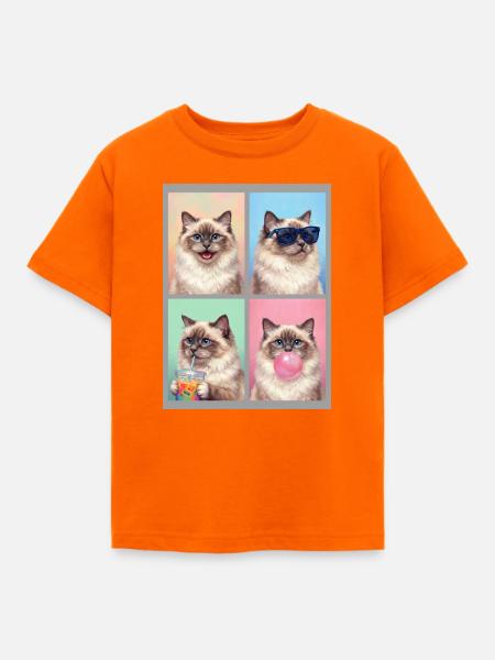 Katzen Heilige Birma Katze - Kinder T-Shirt - Orange