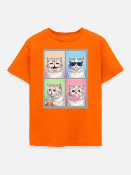 Katzen Perser Katze - Kinder T-Shirt - Orange