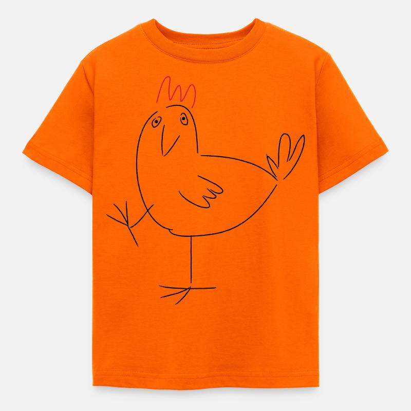 Huhn auf einem Bein - Kinder T-Shirt - Orange